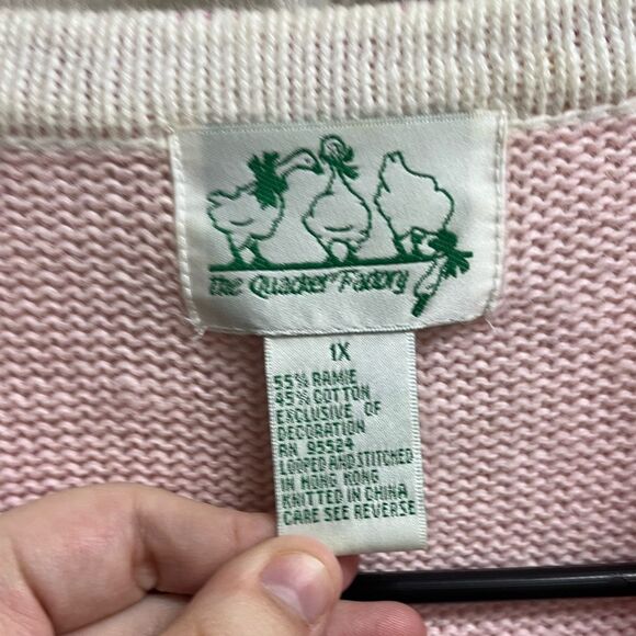 The Quacker Factory Pink Ice Cream Fruit Short Sleeve Sweater Embroidered SZ 1X - Picture 3 of 5